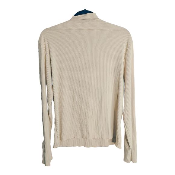 Shein Women's Plus Size 2X Cream Mock Turtleneck Top w/ Black Bow Neck Tie - Picture 2 of 3